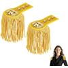 NBEADS 1 paio di Spalline con Frange Dorate, Spalline con Nappa Staccabili In Tessuto Spallina con Distintivo A Catena In Oro e Spilla per Accessori per Costumi, Cosplay e Carnevale, 28.5x11.3cm