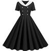 Generic Abito vintage da donna, anni '50, Audrey Hepburn, per matrimoni, cocktail, serate, feste, cerimonie, casual, vintage, swing party vestire, una linea Rockabilly Abiti Pin up, Nero , M