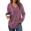Bofell Felpe con cappuccio da donna pullover lungo scollo a V camicie casual top felpe, 4-viola, XXL