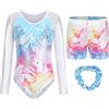 Happy Cherry Body da Ginnastica Artistica Bambina Balletto Leotards Maniche Lunghe con Pantaloncini per Danza Classica Ritmica Body Costumi di Balletto Brillante per Bambine 9-10 Anni