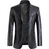 YAOTT Uomo Giacca in ecopelle Giacca da motociclista retrò Bomber impermeabile Blazer in pelle Giacca da lavoro casual Giacca intelligente Parka Trench monopetto Cardigan da lavoro Nero XL