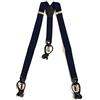 NORTH POLE Bretelle uomo NPS03 in elastico larghezza 3 cm con attacco per bottoni o clip extra strong intercambiabile, dettagli in vera pelle (BLU SCURO)