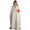 HEMAD Mantello Medievale con Croce templare Rossa - Cotone - Beige - Taglia Unica