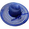BLUSUPERSHOP Cappello Blu Donna Elegante Cerimonia Falda Larga Ala 12cm Made in Italy in Omaggio amuleto Portachiavi Corno