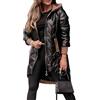 Goolecrimp Giacca invernale calda da Donna con orlo irregolare cappotto lungo con cappuccio e sciarpa cerniera tasche profonde cappuccio spesso caldo piumino lungo (Nero,3XL)
