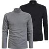 Liabel Maglia Lupetto Uomo Caldo Cotone Conf da 2 pz, Assortito (Nero, Grigio) M
