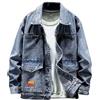 Generisch Giacca di jeans da uomo Western Baggy Winterjacek a maniche lunghe, colletto alto, in denim, con tasca, per le mezze stagioni, per le attività all'aria aperta, Blu, L