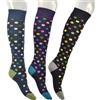 CALZE PRESTIGE (3 PAIA) Calze Donna gambaletto a pois multicolor, in morbidissimo cotone elasticizzato- Eleganza Italiana ad ogni passo - 100% Made in (Brescia) Italy (A5)