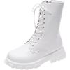 Generic Stivali da donna con plateau - Stivaletti con tacco a blocco, suola profilata, stivaletti con lacci a mezza gamba, stivaletti in pelle gotica, stivaletti da biker, pelle sintetica Chelsea, stivaletti