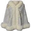 Generisch Poncho da donna elegante stile cinese mantello con motivo floreale, in pelliccia sintetica, mantello invernale caldo, per matrimonio, sera, sposa, cardigan, casual, avvolgente, O viola, Taglia unica