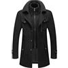 DianShao - Cappotto invernale da uomo con colletto rialzato, caldo e imbottito, cappotto corto lungo in cord per autunno/inverno - Elegante cappotto da uomo per l'outdoor e l'uso quotidiano, Nero , XL