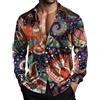 Generic Camicia da uomo a maniche lunghe camicie in seta di lusso Paisley floreale abbottonata taglie forti festa di nozze costume casual business camicie formali, Nero #2, 5XL