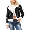 Cocila Cappotto Invernale Taglie Forti Colletto Con Bavero Giacca In Pelle Imbottita A Maniche Lunghe Di Pecora Addensato Fisico (Black M) Piumini Leggeri Donna Camicie Flanella Donna Giubbotto
