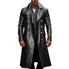 Generisch Giacca in pelle da uomo, doppiopetto, slim fit, per occasioni eleganti, compagno, inverno, moda, con maniche lunghe, Nero , S