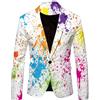 Mymyguoe Giacca arcobaleno, da uomo, per feste, smoking, carnevale, stampa arcobaleno, alla moda, per clubwear anni '70 e '80, bianco, L