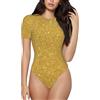 VOSERY Body da donna, colore oro lucido, girocollo, basic da donna, a maniche corte, maglietta top, Nero, M