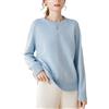 Valin Maglione da donna in cashmere, girocollo, a maniche lunghe, in lana di cashmere, tinta unita, rilassato, ZSBR8301, Blu, 48