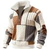 Générique Giacca da uomo a quadretti, con cerniera, cappotto a collo alto rimovibile, in maglia, felpa di lana spessa invernale, cardigan a righe senza tasche, giacca a maglia calda, giacca con