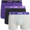 NIKE Trunk 3pk, Boxer da Uomo, Confezione da 3 Pezzi (S, Viola/Grigio Melange/Nero)