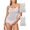 GICIPI (3pz) Canottiere Donna semplici Top bretelline in Cotone Filo di Scozia (IT, Testo, XXL, Regular, Regular, Bianco)