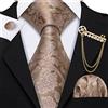 GEDASHU cravatta da uomo Cravatta da uomo Marrone Floreale Paisley Stripe Jacquard Cravatta di Seta Fazzoletto Gemelli Spilla Set Festa di Nozze