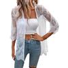 Generico Maglione Lavorato A Maglia da Donna, Cardigan Estivo in Pizzo con Maniche A 3/4, Morbido, Protezione Solare, Maglia Trasparente, Giacca Elegante da Spiaggia per Il Tempo Libero, Top Bianco