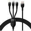 Baseus Cavo dati USB a M+L+C 100 W, 1,2 m, colore: nero