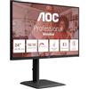 AOC Monitor X24E4U da 24 pollici WUXGA 100 Hz, pannello IPS, GtG 4 ms, sincronizzazione adattiva, modalità HDR, regolazione dell'altezza, altoparlanti, (1920 x 1200 HDMI 1x 1.4 DP 1x1.4 Hub USB) Nero