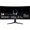 Alienware Dell ALIENWARE 34 CURVED QD-OLED Gaming Monitor - AW3423DWF, sistema di illuminazione AlienFX, tempo di risposta 0,1 ms, antiriflesso,