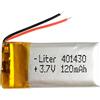 Liter energy battery Batteria 401430 LiPo 3.7V 120mAh 0.444Wh 1S 5C Liter Energy Battery per l'elettronica Ricaricabile Telefono Portatile Smartwatch Orologio GPS - Non adatto per Radiocomando 32x14x4mm (120mAh|401430)