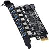 Grendly Adattatore USB 3.2 Pci Express Pci E a 7 Porte USB3 Gen1 Scheda Adattatore di Espansione Pci-E Extender Scheda Pci Express