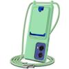 FMPCUON Cordino per Cellulare per Moto G85/S50 Neo/Edge 50 Fusion con Porta Carte con Collana Regolabile Tracolla Silicone Liquido Case Custodia Cover,Verde chiaro