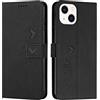 EATCYE Cover per iPhone 13 (6,1 Pollici), Flip Libro Libretto Custodia in Pelle PU per iPhone 13 (6,1 Pollici) [Protezione Completa] [Slot per Scheda] [Funzione di Supporto] (#Nero)