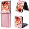 COQUE Custodia per Telefono Motorola Razr 50, Cordino + Custodia a Portafoglio per Biglietti da Visita Multi-Slot, Custodia per Telefono Flip per Motorola Razr 50-Rosa
