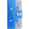 BLOTECH Portafoglio Diamante per Huawei P smart Z/Y9 Prime 3D Bling Bling Glitter Brillantini Brillante Blu Custodia Case Libro Leather Flip Protettiva Portafoglio, ID Slot per Scheda, Cover