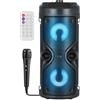 Mediawave Store - Cassa Speaker Altoparlante Bluetooth con Microfono, Cassa per Karaoke con Luce LED Portatile, Speaker con Supporto Bluetooth/USB/TF/AUX e Radio FM