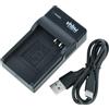 vhbw caricatore USB-C compatibile con Panasonic CGA-S005, CGA-S005E, CGA-S005E/1B, CGA-S008, DMW-BCC12, DMW-BCE10, DMW-BCE10E, VW-VBJ10 per camera + cavo USB-C + LED