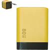 Generisch Caricatore GaN 3 in 1, scalabile da 80 W, con cavo di tipo C e 2 porte USB, spina da parete retrattile per telefono, laptop (giallo)