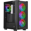 Noua Smash S102 Nero Case PC Gaming ARGB Mid-Tower ATX, 4 Ventole LED RGB Sincronizzabile 120 mm, Pannello Frontale Mesh e Pannello Laterale in Vetro temperato