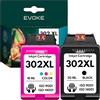 EVOKE 302 XL Set di cartucce compatibili con HP DESKJET 1110 2130 3630 Envy 4520 OfficeJet 4650 3830 5200 (kit nero + tricolore) 1870 pagine 38 ml