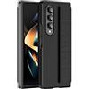 Generic Custodia in silicone compatibile con Samsung Galaxy Z Fold 4, custodia protettiva integrale per telefono con cinturino per le dita, design portatile, custodia antiurto per Galaxy Z Fold 4 (nero)