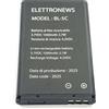 Generico Batteria per cellulare Uleway G340D capacità e prestazioni pari all'originale, 1000mAh, 3,7V modello BL-5C Nera, Nuova.