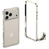 teroxa Custodia protettiva per iPhone 17 Pro Max, telaio in lega di alluminio aeronautico, antiurto, senza cover posteriore, dissipazione del calore (titanio)