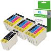 InkJello Compatibile Inchiostro Cartuccia Sostituzione Per Epson Stylus CX4300 D120 D5050 D78 D92 DX400 DX4000 DX4050 DX4400 DX4450 DX5000 DX5050 DX6000 DX6050 DX7000F DX7400 T0715 (B/C/M/Y, 14-Pack)