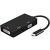 AISENS - Convertitore da USB-C a DVI/HDMI/VGA, USB-C/M-DVI/H-HDMI/H-VGA/H, nero, 15 cm
