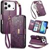 Fertuo Cover per iPhone 17 Pro, Fiori Custodia a Libro Portafoglio Antiurto in Pelle PU Flip Case Interna Silicone con Porta Carte, Supporto, Chiusura Magnetica e Cinturino, Viola