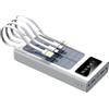 Gorger Batteria solare, con cavi integrati, display LCD, ricarica per 5 dispositivi, Nero/Bianco (Bianco, Milliampere ore, 30000.0)