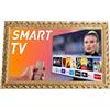 La Torre Cornice Decorativa Barocca per TV Smart, Stile Traforato, Foglia Oro, Legno di Pino GO (da 51 a 65 pollici)