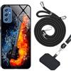 vingarshern Cover Compatibile con Samsung Galaxy M52 5G Custodia e Vetro,Morbido Bordo Case Cover Silicone+Vetro Temperato Posteriore Con Motivo HD,Cellulare Cover Con Cordino,Modèle*01