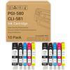 MyllNew Cartucce D'inchiostro TS6350 PGI-580 CLI-581 Compatibili Con Le Stampanti Per TR7550, TR7650, TR8550, TS6150, TS6151, TS6250, TS6251, TS6350, TS6351, TS705, TS8150, TS8151 5 Color Set x 2